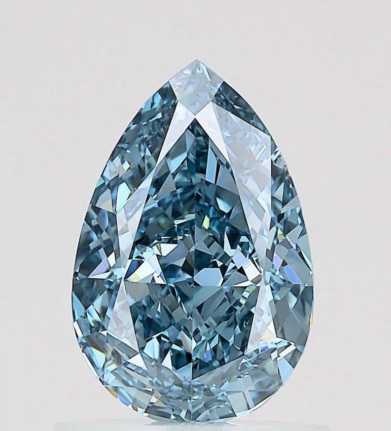 1.16 Ct. Fancy Vivid  Blue Pear Lab Grown Diamond