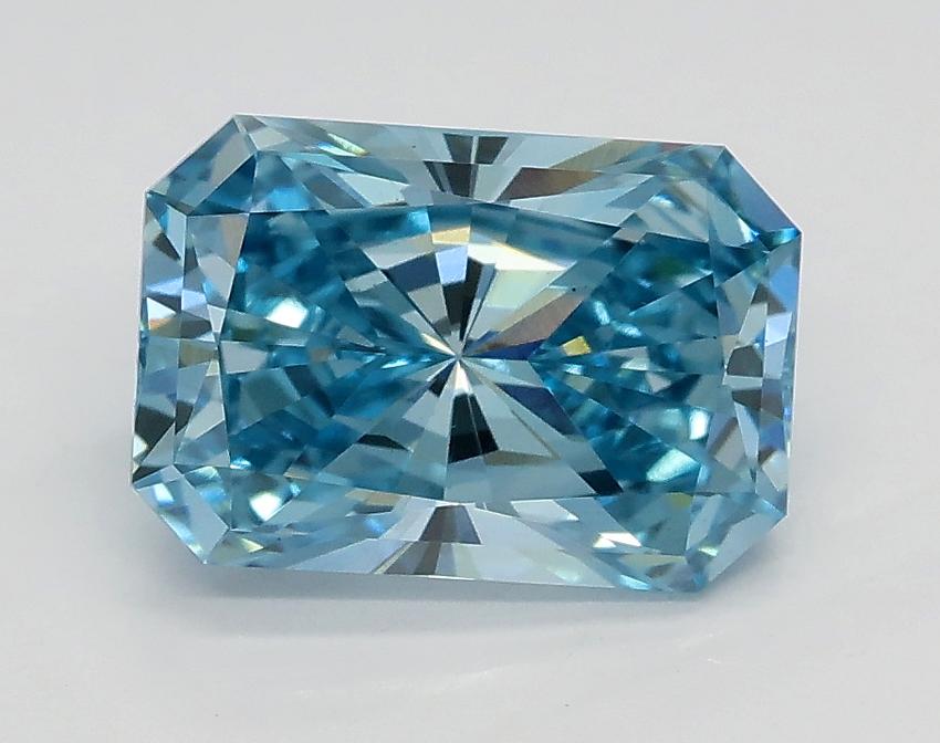 1.74 Ct. Fancy Vivid Greenish Blue Radiant Lab Grown Diamond
