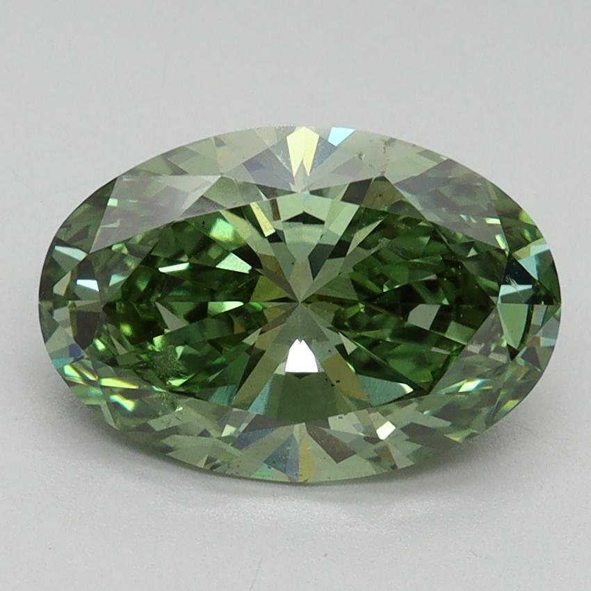 2.18 Ct. Fancy Vivid Green Oval Lab Grown Diamond