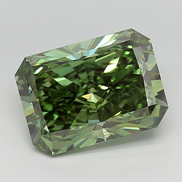 3.55 Ct. Fancy Vivid  Green Radiant Lab Grown Diamond