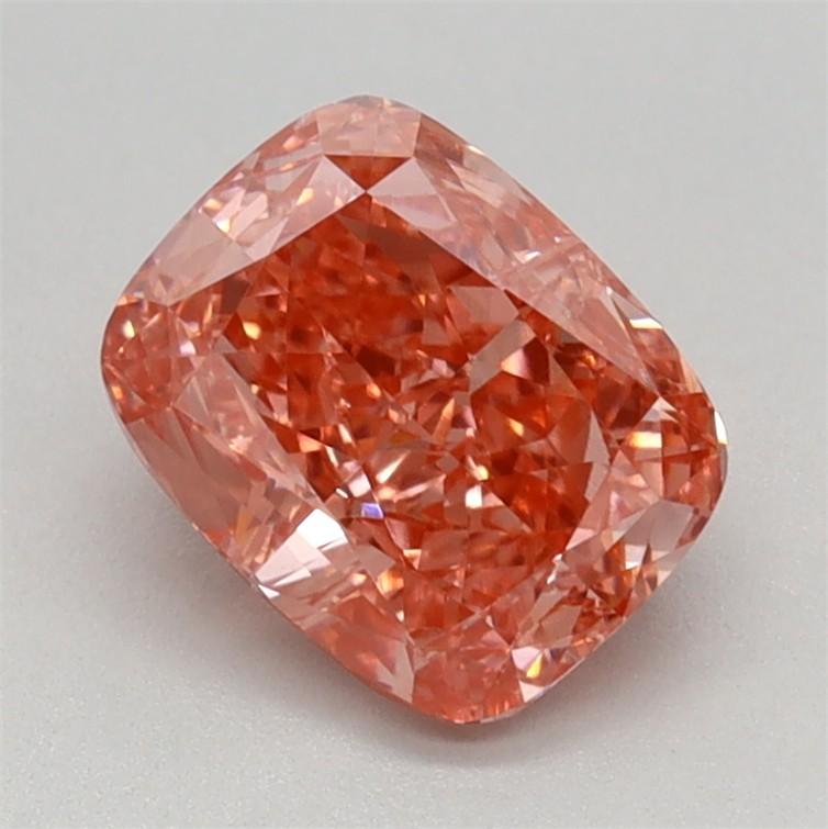 1.08 Ct. Fancy Vivid Orange Pink Cushion Lab Grown Diamond