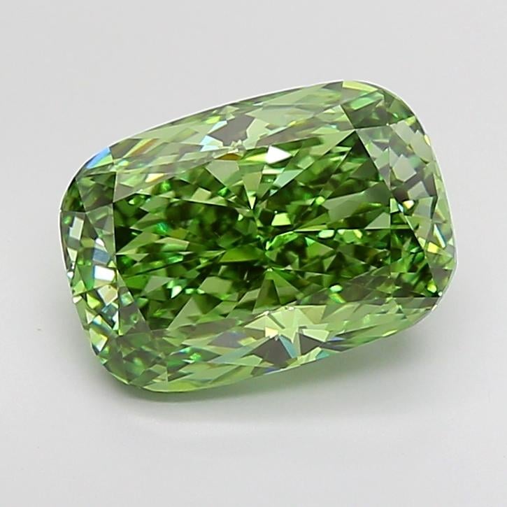 5.57 Ct. Fancy Vivid  Green Cushion Lab Grown Diamond
