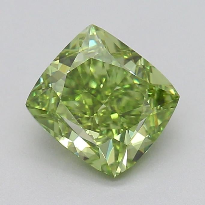 1.00 Ct. Fancy Vivid  Green Cushion Lab Grown Diamond