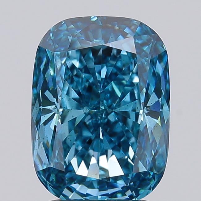 3.03 Ct. Fancy Vivid  Blue Cushion Lab Grown Diamond
