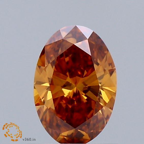 0.76 Ct. Fancy Intense Orange Oval Lab Grown Diamond