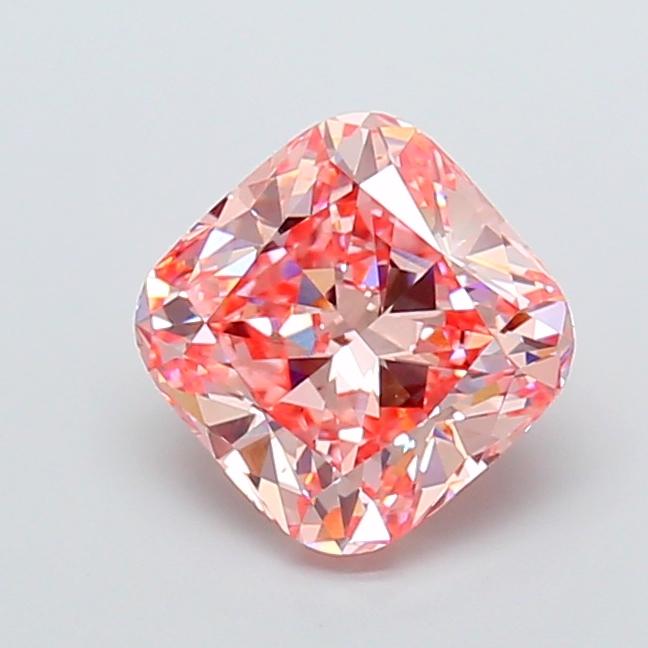 4.06 Ct. Fancy Vivid Pink Cushion Lab Grown Diamond