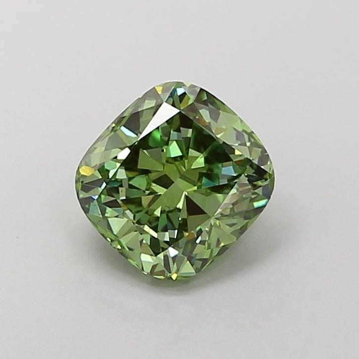 1.52 Ct. Fancy Vivid Green Cushion Lab Grown Diamond