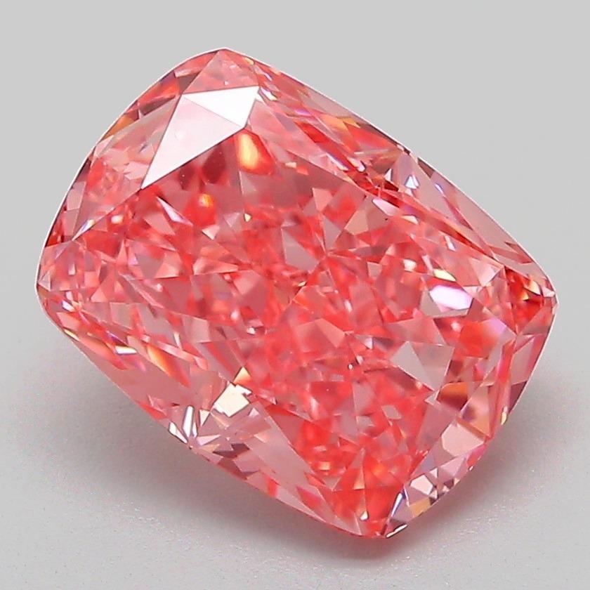 3.14 Ct. Fancy Vivid Pink Cushion Lab Grown Diamond