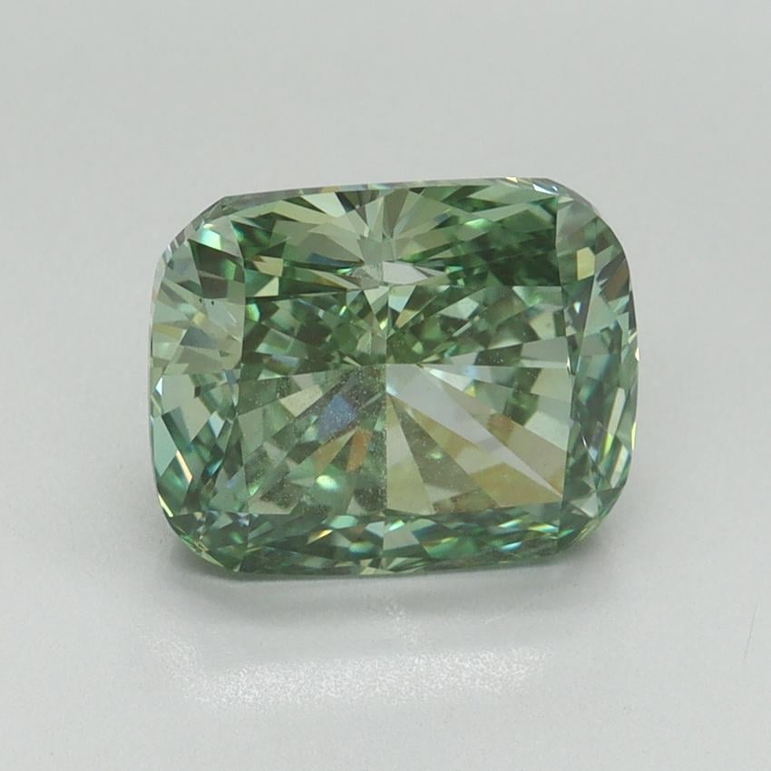 3.00 Ct. Fancy Vivid Green Cushion Lab Grown Diamond