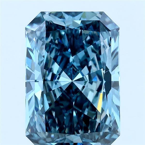 4.17 Ct. Fancy Vivid Greenish Blue Radiant Lab Grown Diamond