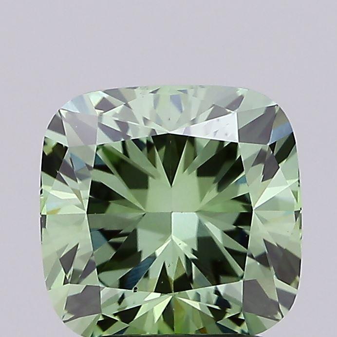 2.08 Ct. Fancy Vivid Green Cushion Lab Grown Diamond