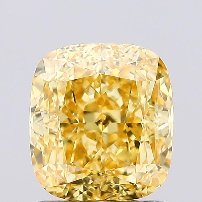 1.52 Ct. Fancy Vivid Yellow Cushion Lab Grown Diamond
