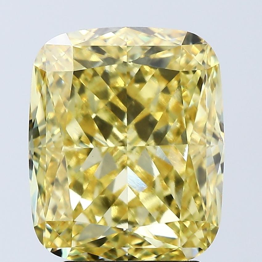 4.08 Ct. Fancy Vivid Yellow Cushion Lab Grown Diamond