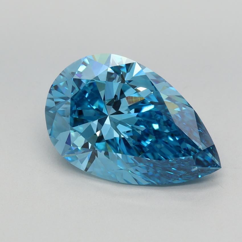 3.82 Ct. Fancy Vivid Blue Pear Lab Grown Diamond
