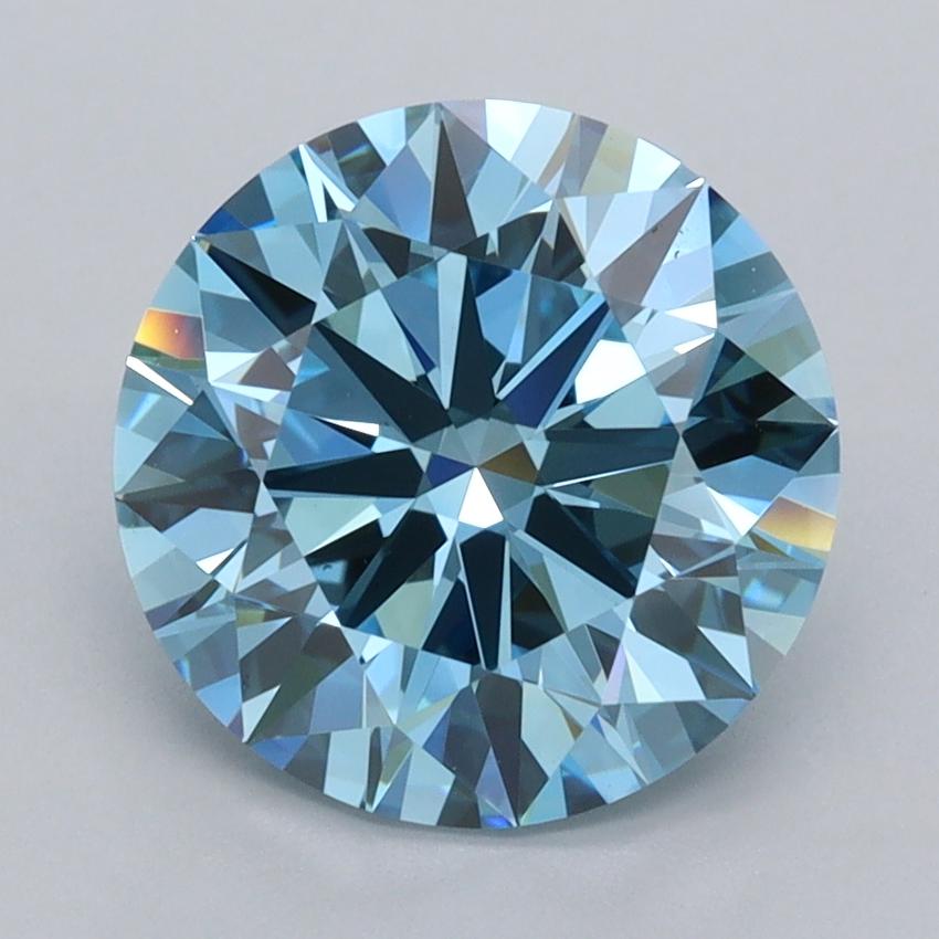 3.02 Ct. Fancy Vivid  Blue Round Lab Grown Diamond