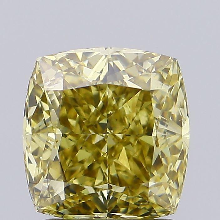 1.59 Ct. Fancy Intense Greyish Yellow Cushion Lab Grown Diamond