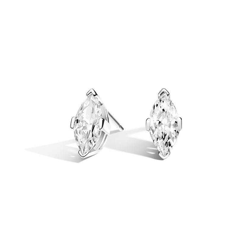 2.0 Carat Diamond Brilliant Pear & Marquise Cut Earrings Set In Platinum Finish 