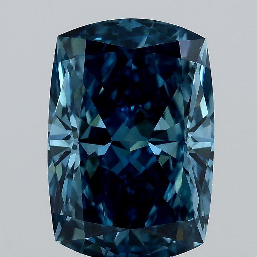 3.11 Ct. Fancy Vivid Blue Cushion Lab Grown Diamond