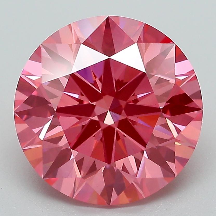 4.09 Ct. Fancy Vivid Pink Round Lab Grown Diamond