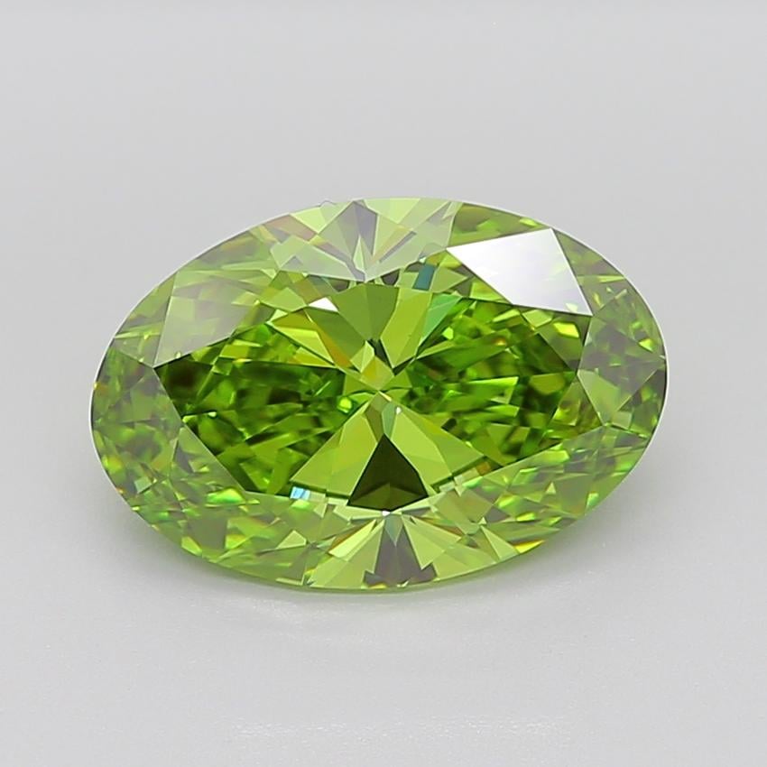 5.59 Ct. Fancy Vivid Green Oval Lab Grown Diamond