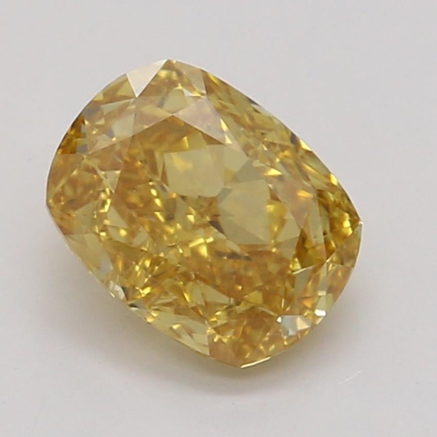 0.55 Ct. Fancy Intense Orange-Yellow Cushion Diamond