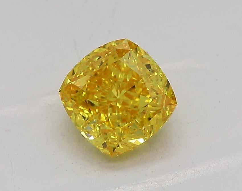 1.01 Ct. Fancy Vivid  Yellow Cushion Lab Grown Diamond