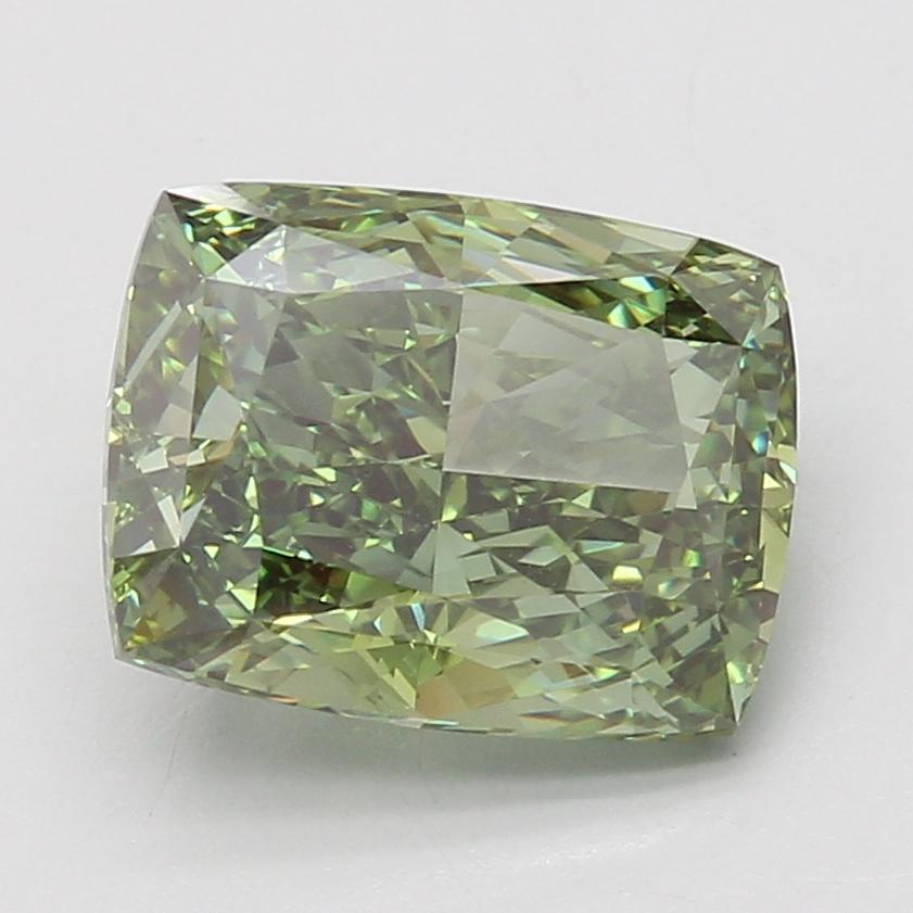 5.08 Ct. Fancy Vivid Green Cushion Lab Grown Diamond