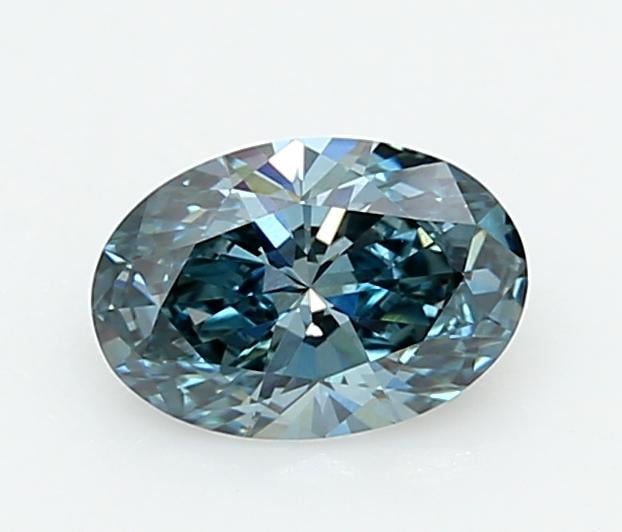 1.02 Ct. Fancy Intense Greenish Blue Oval Lab Grown Diamond