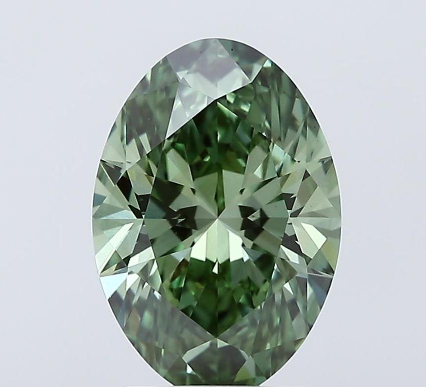 2.53 Ct. Fancy Vivid Green Oval Lab Grown Diamond