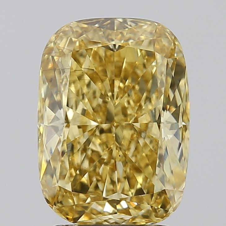 2.59 Ct. Fancy Intense Yellow Cushion Lab Grown Diamond