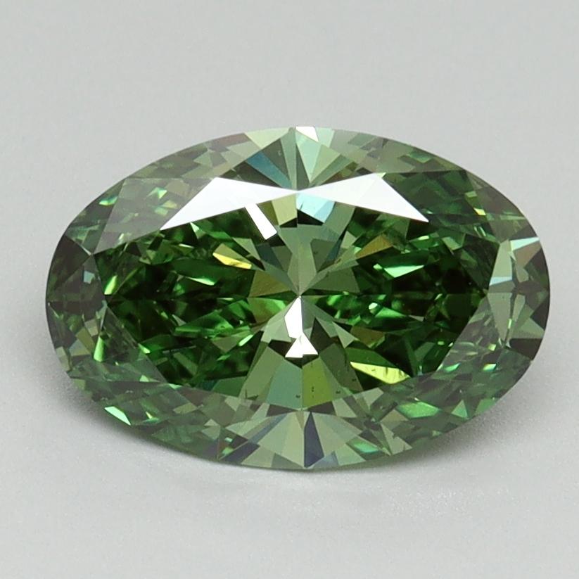 1.51 Ct. Fancy Vivid Green Oval Lab Grown Diamond