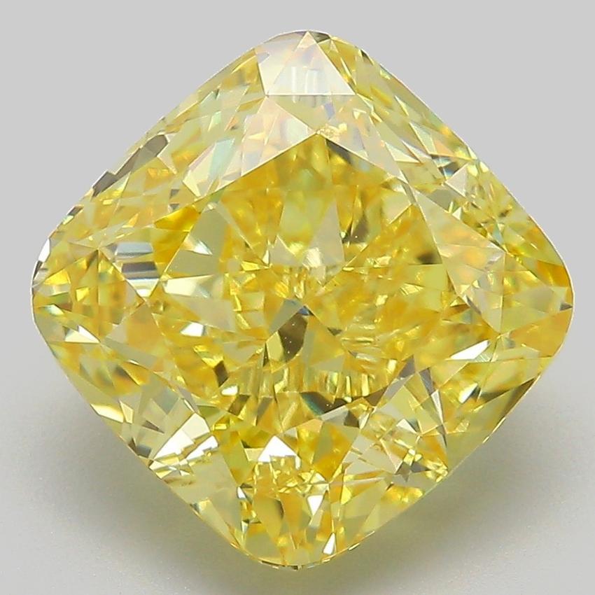 6.50 Ct. Fancy Vivid Yellow Cushion Lab Grown Diamond