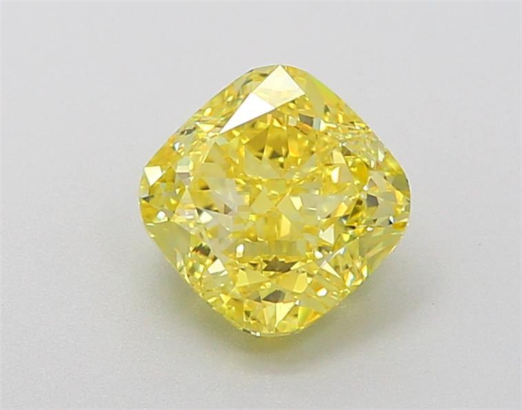 1.24 Ct. Fancy Vivid Yellow Cushion Lab Grown Diamond