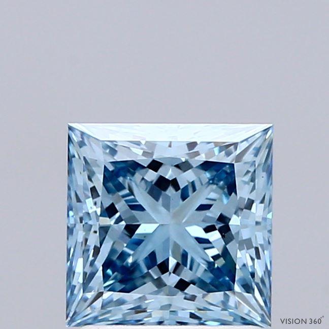 1.53 Ct. Fancy Vivid Blue Princess Lab Grown Diamond