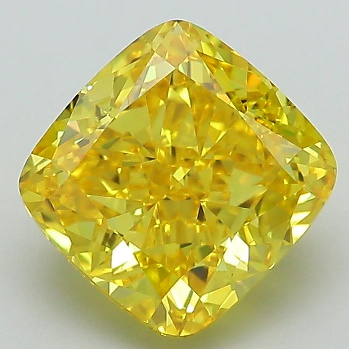 2.63 Ct. Fancy Vivid Yellow Cushion Lab Grown Diamond