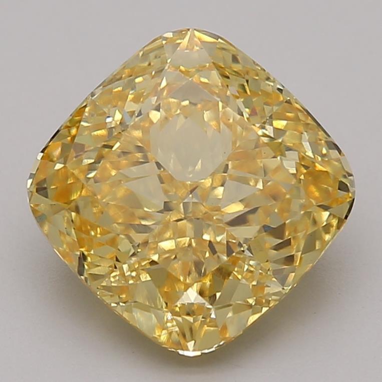 3.73 Ct. Fancy Vivid Yellow Cushion Lab Grown Diamond