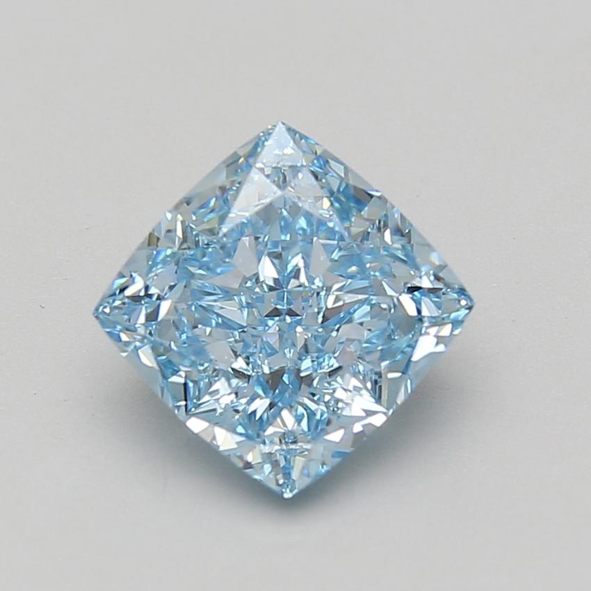 3.09 Ct. Fancy Vivid Blue Cushion Lab Grown Diamond