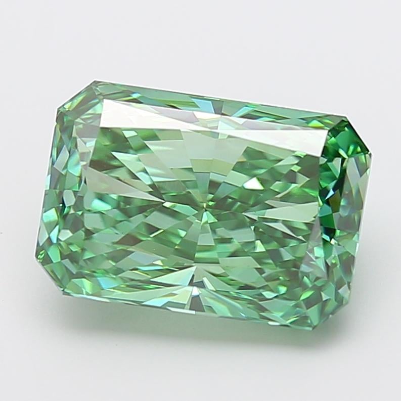 7.03 Ct. Fancy Vivid Green Radiant Lab Grown Diamond