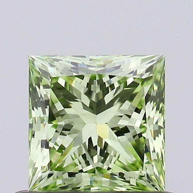 0.59 Ct. Fancy Vivid Green Princess Lab Grown Diamond