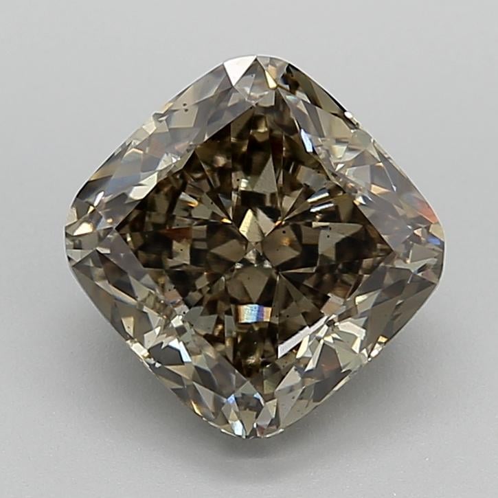 4.01 Ct. Light Greyish Yellow Cushion Lab Grown Diamond
