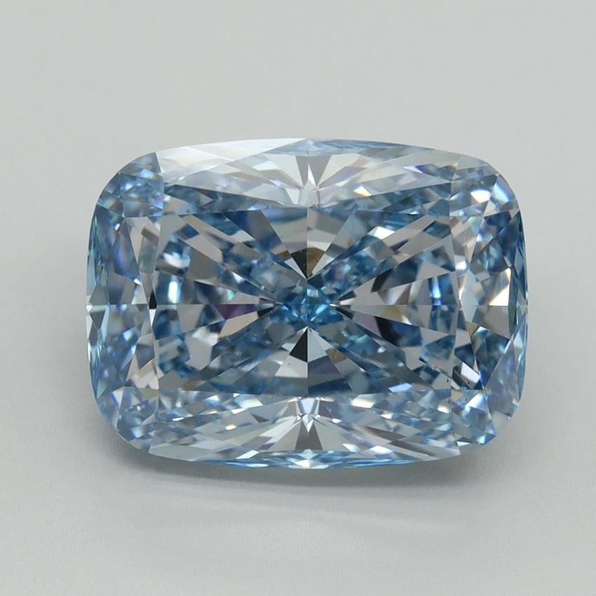 5.22 Ct. Fancy Vivid Blue Cushion Lab Grown Diamond