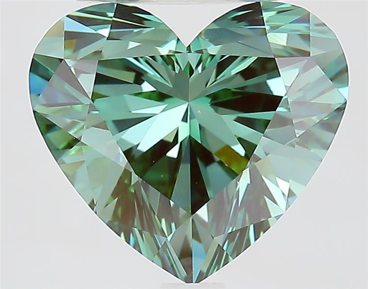 3.61 Ct. Fancy Vivid  Green Heart Lab Grown Diamond