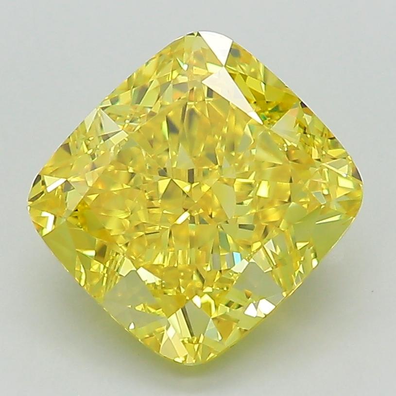 3.25 Ct. Fancy Vivid Yellow Cushion Lab Grown Diamond