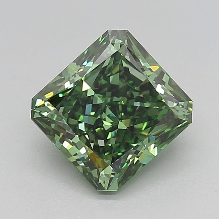 1.77 Ct. Fancy Vivid  Green Radiant Lab Grown Diamond