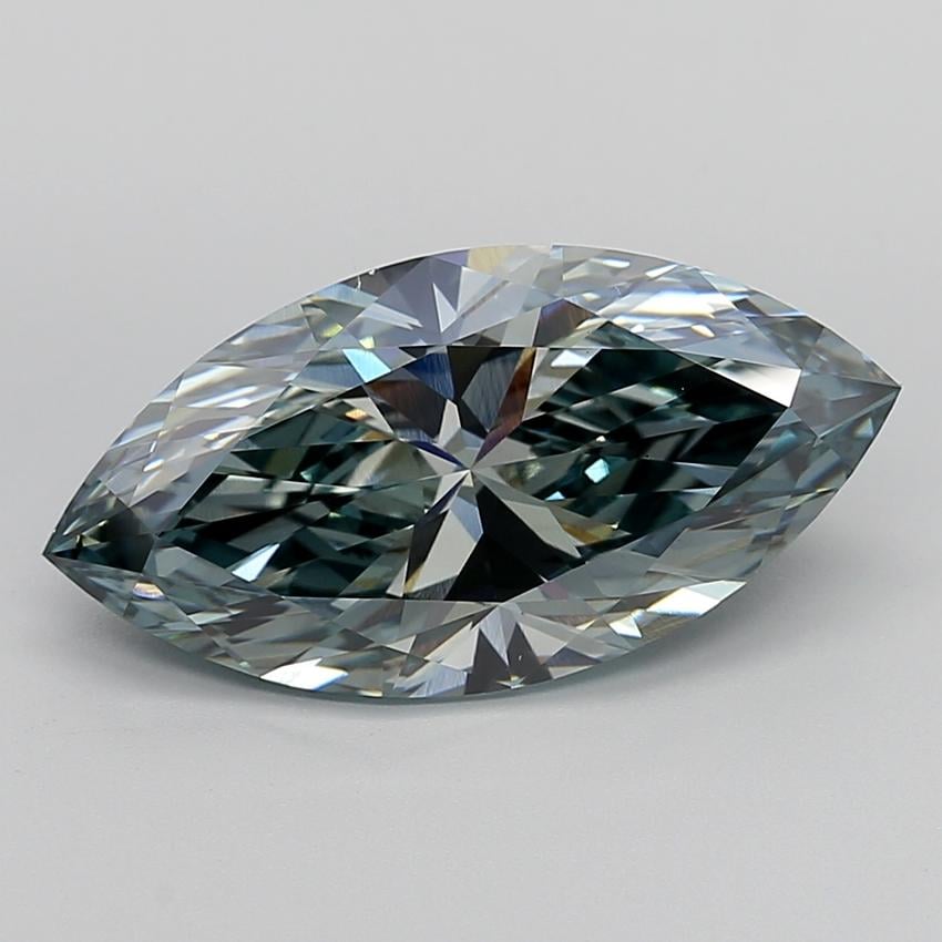 6.01 Ct. Fancy Vivid Bluish Green Marquise Lab Grown Diamond