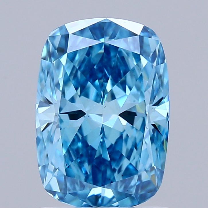 1.51 Ct. Fancy Vivid  Blue Cushion Lab Grown Diamond