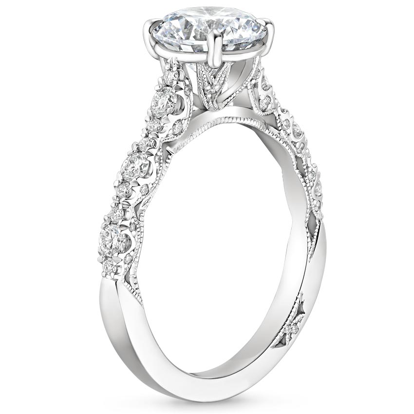 Platinum Tacori Petite Crescent Pavé Diamond Ring (1/3 ct. tw.), large side view