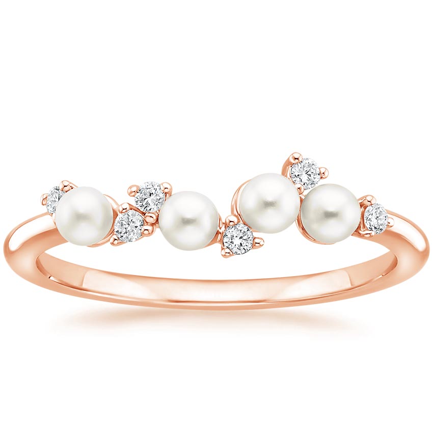 Rose Gold Cove Freshwater Cultured Pearl and Diamond Ring