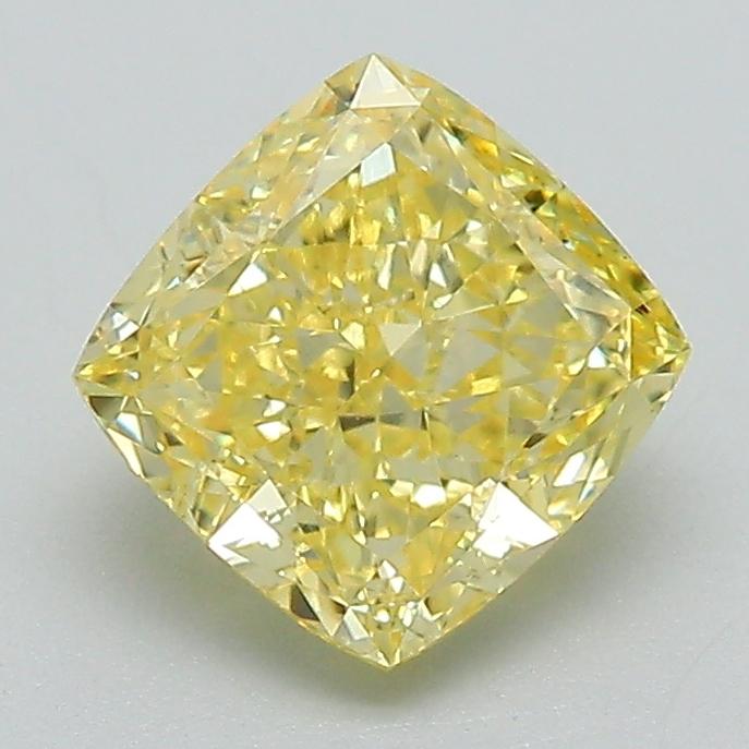 1.64 Ct. Fancy Vivid Yellow Cushion Lab Grown Diamond