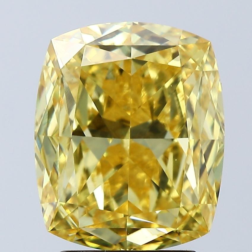 4.09 Ct. Fancy Vivid Yellow Cushion Lab Grown Diamond
